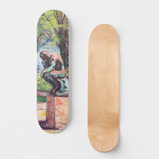 Edvard Munch - The Thinker by Rodin Persoonlijk Skateboard (Voorkant)
