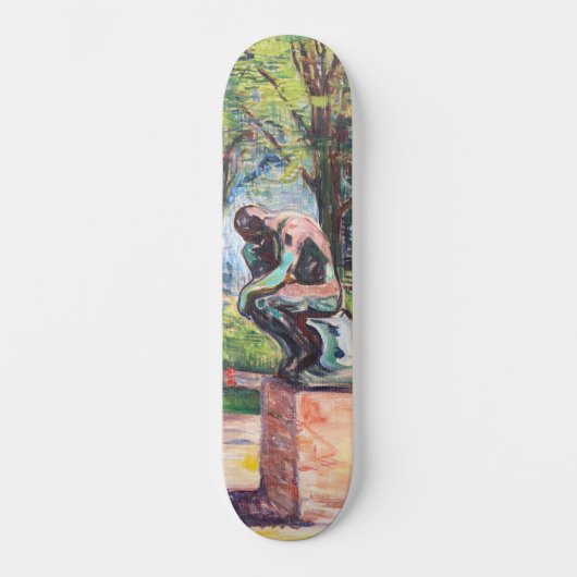 Edvard Munch - The Thinker by Rodin Persoonlijk Skateboard (Voorkant)