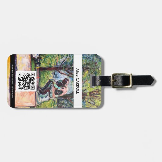 Edvard Munch - The Thinker by Rodin - QR Code Bagagelabel (Voorkant horizontaal)