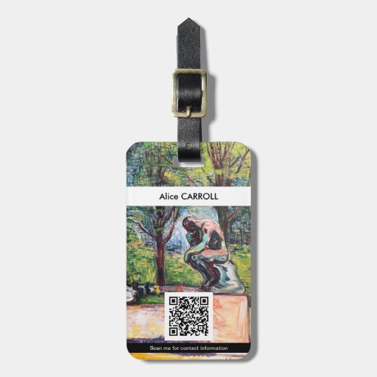 Edvard Munch - The Thinker by Rodin - QR Code Bagagelabel (Voorkant verticaal)