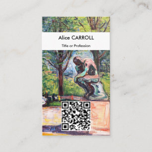 Edvard Munch - The Thinker by Rodin - QR Code Visitekaartje