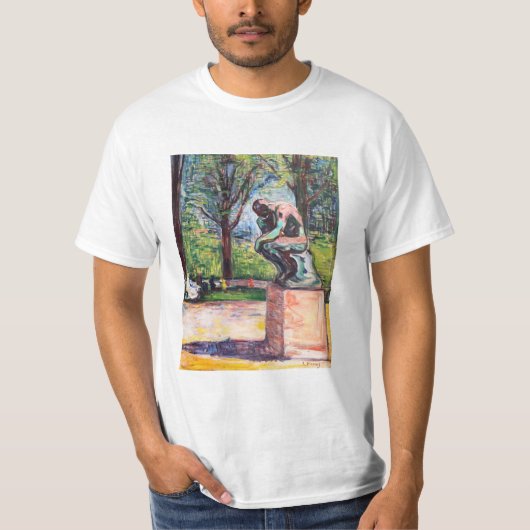 Edvard Munch - The Thinker by Rodin T-shirt (Voorkant)