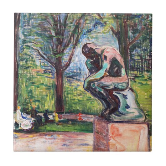 Edvard Munch - The Thinker by Rodin Tegeltje (Voorkant)
