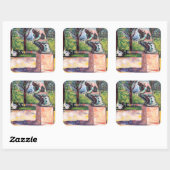 Edvard Munch - The Thinker by Rodin Vierkante Sticker (Vel)