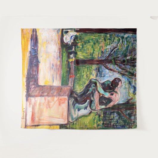 Edvard Munch - The Thinker by Rodin Wandkleed (Voorkant (horizontaal))