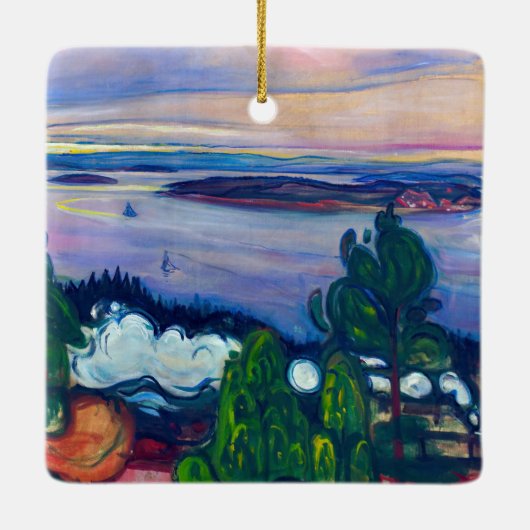 Edvard Munch - Train Smoke Keramisch Ornament (Achterkant)