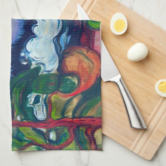 Edvard Munch - Train Smoke Theedoek (Quarter Fold)