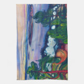 Edvard Munch - Train Smoke Theedoek (Verticaal)