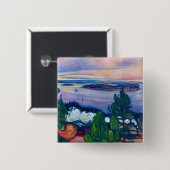 Edvard Munch - Train Smoke Vierkante Button 5,1 Cm (Voorkant /achterkant)