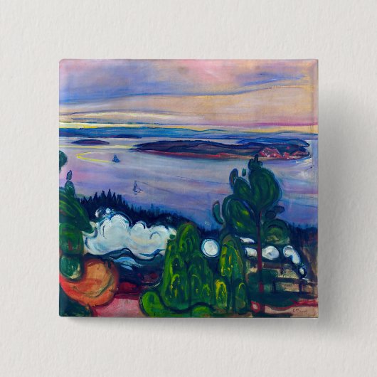Edvard Munch - Train Smoke Vierkante Button 5,1 Cm (Voorkant)