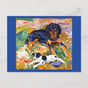 Edvard Munch, twee honden die schilderen Briefkaart