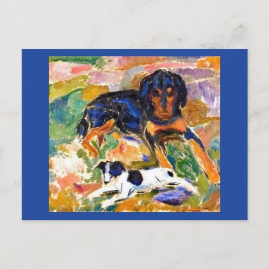 Edvard Munch, twee honden die schilderen Briefkaart (Voorkant)