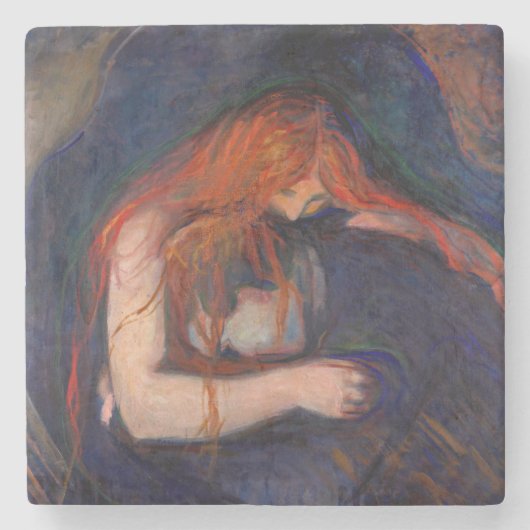 Edvard Munch - Vampire / Love and Pain Stenen Onderzetter (Voorkant)