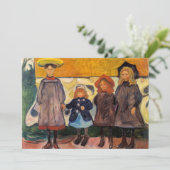 Edvard Munch - Vier meisjes in Asgardstrand Bedankkaart (Staand voorkant)