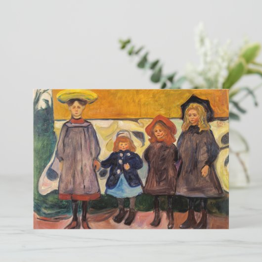 Edvard Munch - Vier meisjes in Asgardstrand Bedankkaart (Staand voorkant)