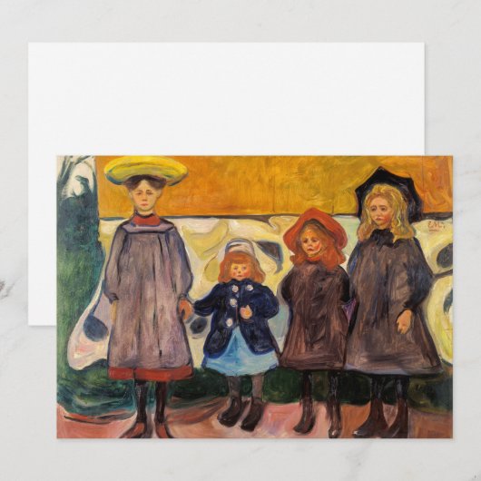 Edvard Munch - Vier meisjes in Asgardstrand Bedankkaart (Voorkant / Achterkant)