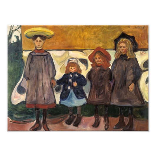 Edvard Munch - Vier meisjes in Asgardstrand Foto Afdruk (Voorkant)