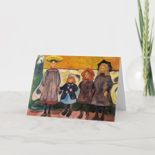 Edvard Munch - Vier meisjes in Asgardstrand Kaart (Voorkant)