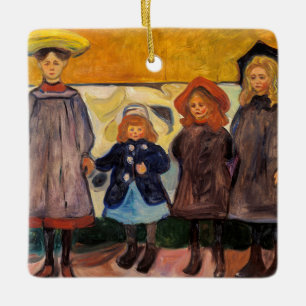 Edvard Munch - Vier meisjes in Asgardstrand Keramisch Ornament