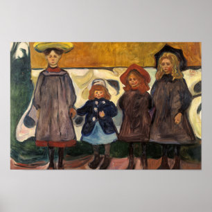 Edvard Munch - Vier meisjes in Asgardstrand Poster
