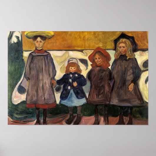 Edvard Munch - Vier meisjes in Asgardstrand Poster (Voorkant)