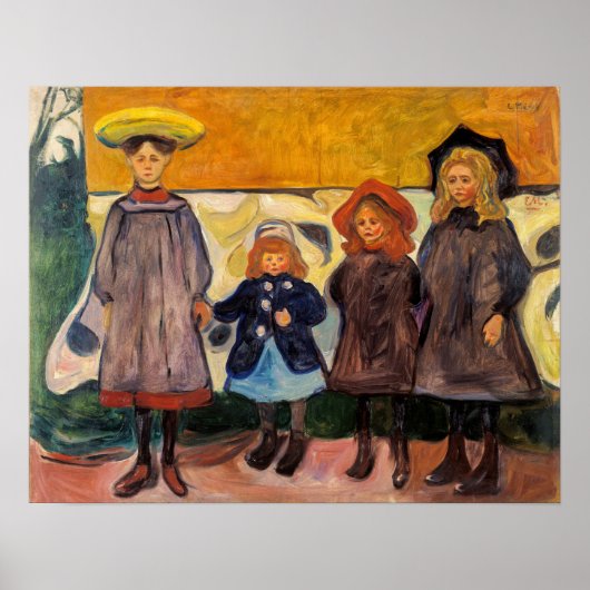Edvard Munch - Vier meisjes in Asgardstrand Poster (Voorkant)