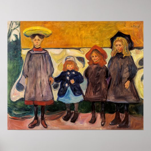 Edvard Munch - Vier meisjes in Asgardstrand Poster (Voorkant)