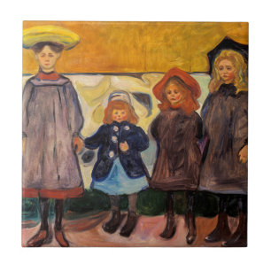 Edvard Munch - Vier meisjes in Asgardstrand Tegeltje
