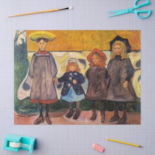 Edvard Munch - Vier meisjes in Asgardstrand Tissuepapier (Craft)