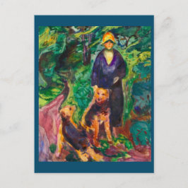 Edvard Munch, Vrouw met Airedale Terriers schilder Briefkaart