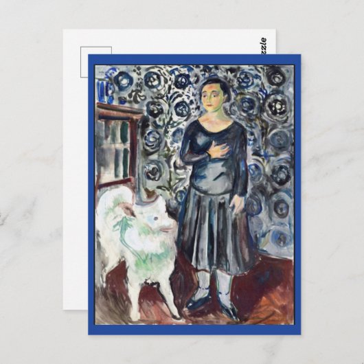 Edvard Munch, Vrouw met Samoyed Painting Briefkaart (Voorkant / Achterkant)