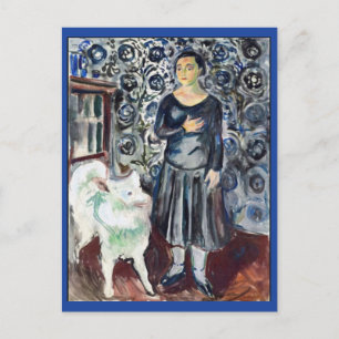 Edvard Munch, Vrouw met Samoyed Painting Briefkaart