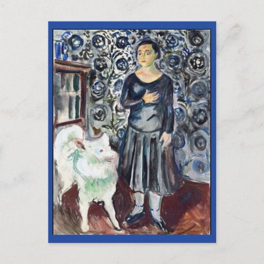 Edvard Munch, Vrouw met Samoyed Painting Briefkaart (Voorkant)