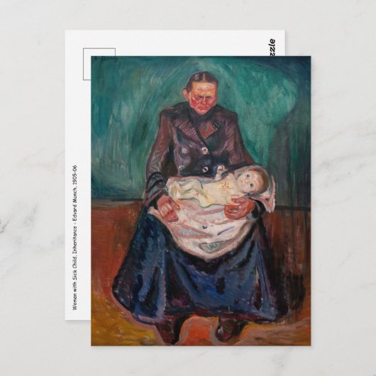Edvard Munch - Vrouw met ziek kind, Overerving Briefkaart (Voorkant / Achterkant)