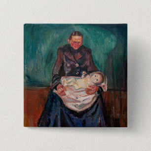 Edvard Munch - Vrouw met ziek kind, Overerving Vierkante Button 5,1 Cm