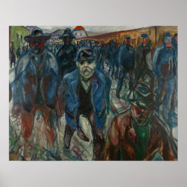 Edvard Munch - Werknemers op weg naar huis Poster