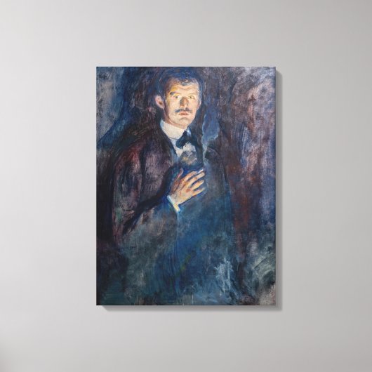 Edvard Munch - Zelfportret met sigaret Canvas Afdruk (Voorkant)
