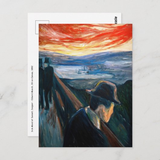 Edvard Munch - Zieke stemming bij zonsondergang, w Briefkaart (Voorkant / Achterkant)
