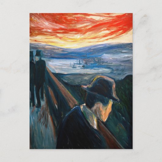 Edvard Munch - Zieke stemming bij zonsondergang, w Briefkaart (Voorkant)