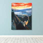 Edvard Munch - Zieke stemming bij zonsondergang, W Canvas Afdruk (Insitu (Houten vloer))