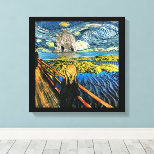 Edvard ontmoet Vincent Canvas Afdruk (Insitu (Houten vloer))