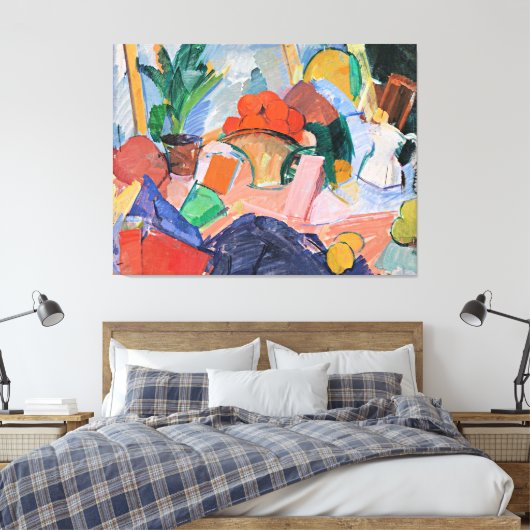 Edvard Weie, Stilleven met sinaasappels in een man Canvas Afdruk (Insitu (Slaapkamer))