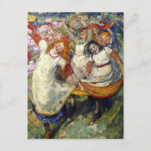 Edward Atkinson Hornel - De dans van de lente Briefkaart