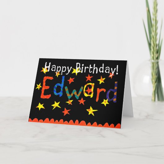 "Edward" Birthday Kaart (zwart) (Voorkant)