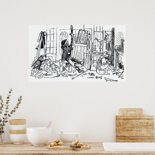 Edward Burne-Jones aan het werk in zijn studio Poster (Keuken)