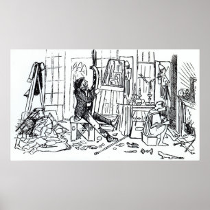 Edward Burne-Jones aan het werk in zijn studio Poster