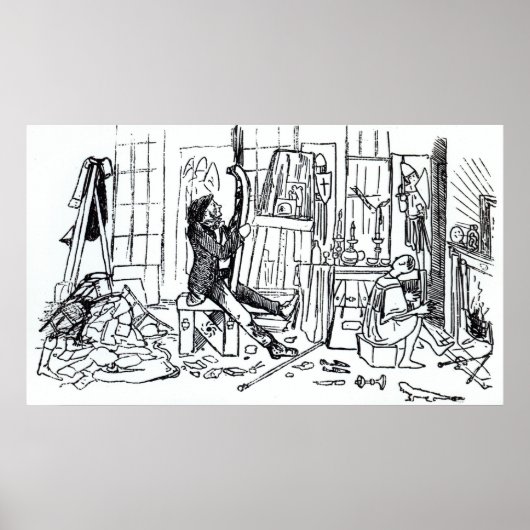 Edward Burne-Jones aan het werk in zijn studio Poster (Voorkant)