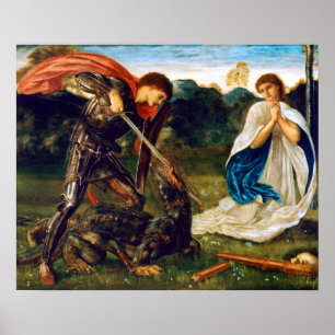 Edward Burne-Jones Fight St. George doodt Dragon Poster