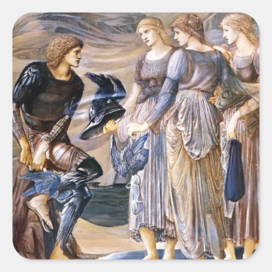 Edward Burne-Jones- Perseus en de Zee nimfen Vierkante Sticker (Voorkant)