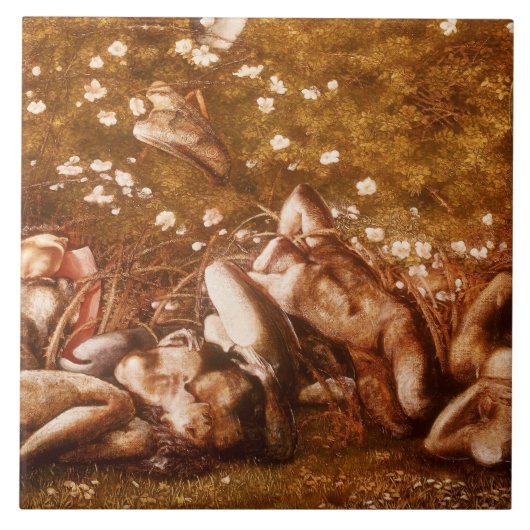 Edward Burne-Jones - Studie naar de slaapzalen Tegeltje (Voorkant)